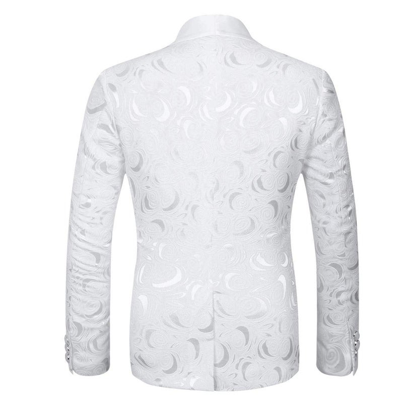 YFFUSHI Mens 1 Button 2 Piece White Tuxedo Shawl Collar Skinny Dress,White,Bust(Jacket) 40 Waist(Pants) 31 - Image 3